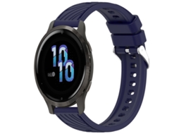 Bracelete para Garmin Venu 2s Silicone Textura Listrada com Fivela de Aço Prate Azul Meia Noite XIAOMOYU (18mm)