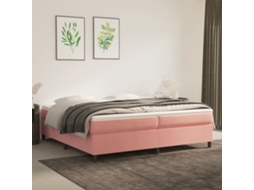 Vidaxl Estrutura de Cama com Molas 200x200 Cm Veludo Rosa