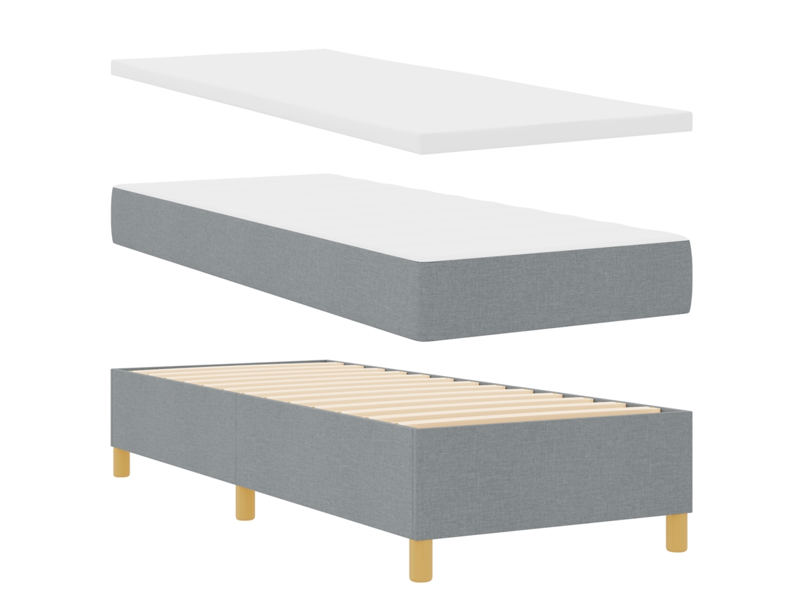 Cama Bocom Colchão E Banco Cinza Claro Tecido Vidaxl Cinzento-claro Fabric (80x200 Cm)