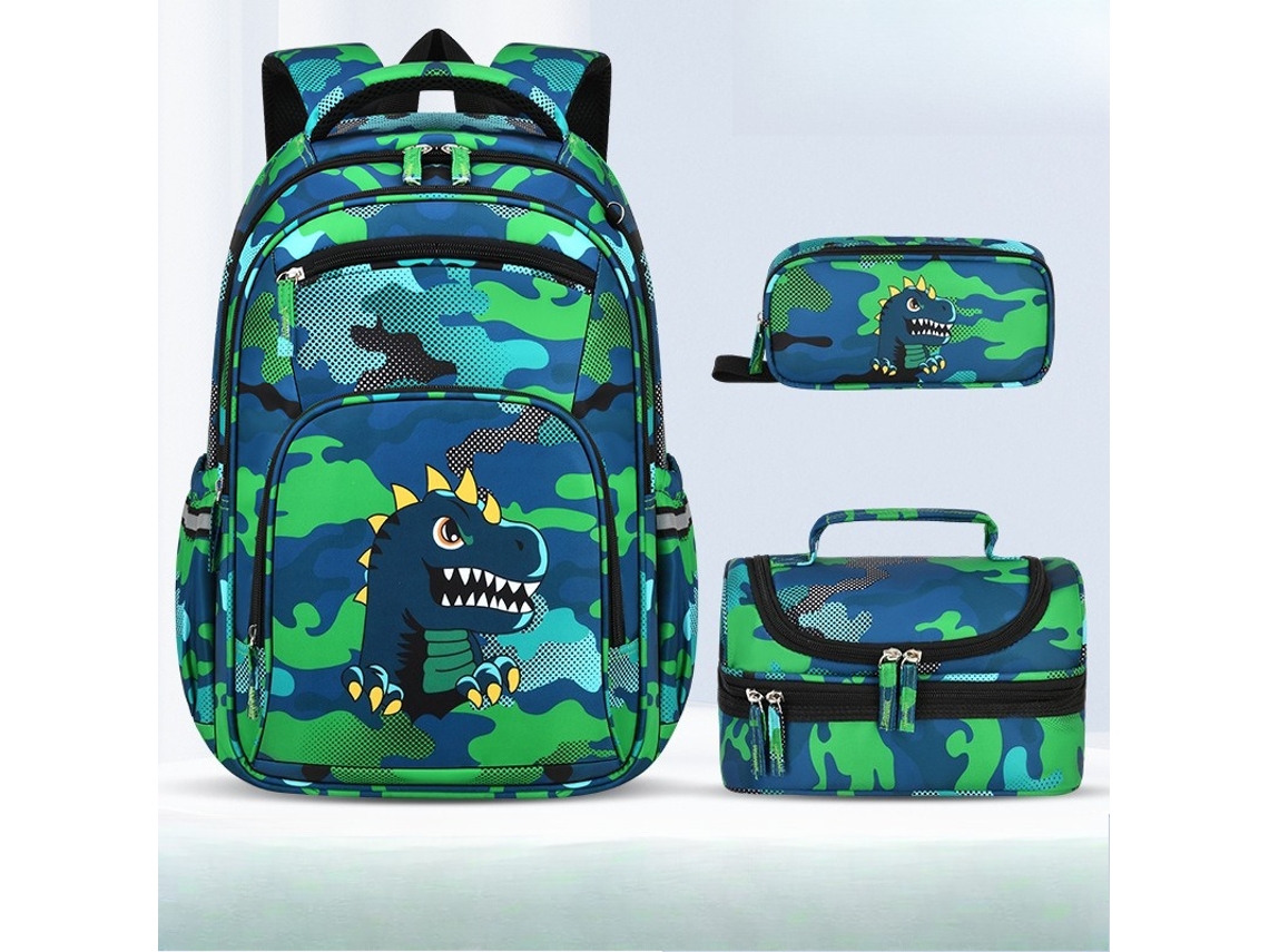 Mochila Escolar Infantil Para Meninas E Meninos Com Lancheira Para Alunos Do Ensino Básico. Verde Hexinyigjly