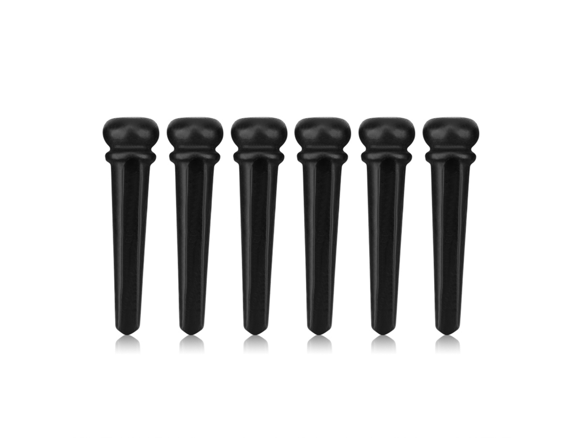 Conjunto de 6 Pinos de Ponte em Ébano com Madrepérola para Violão Folk Acústico AQUAFORGE