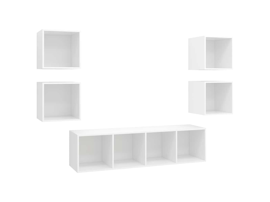 Maison Exclusive - 5 Pcs Conjunto De Móveis De Tv Contraplacado Branco