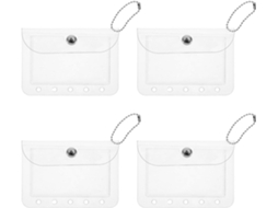 4 Mini Bolsos Transparentes Para Cartões Inclui Envelopes Com Fivelas Fichários De 5 Argolas Protetores Fotos E