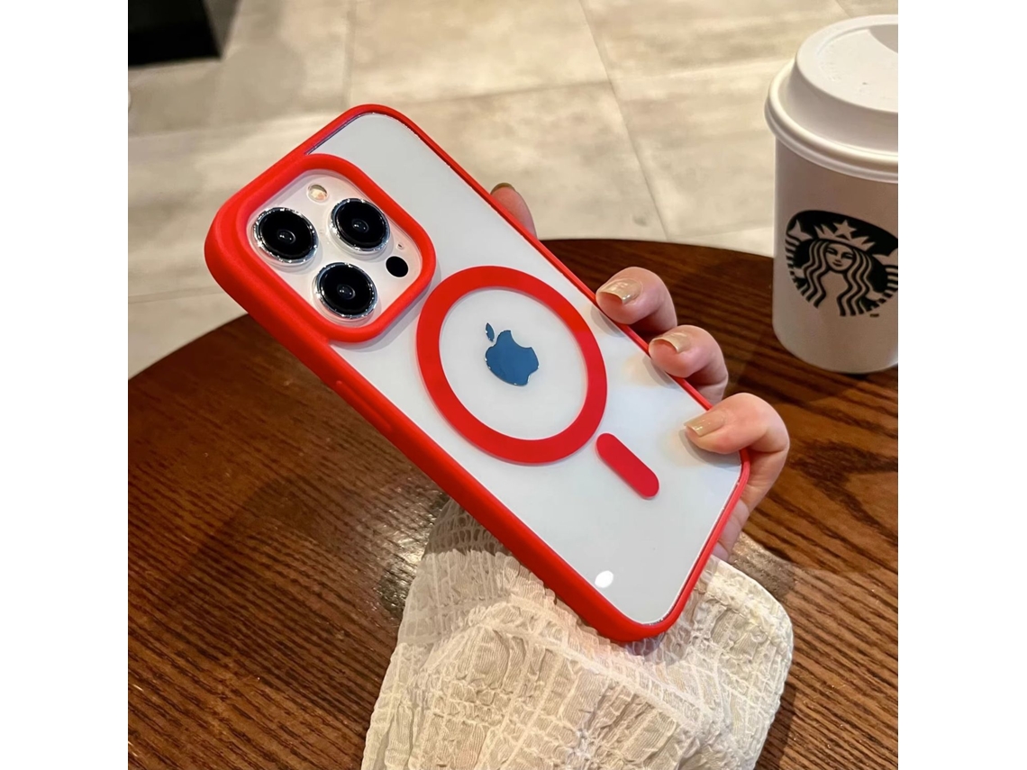 Capa Para Iphone 17 Pro Max, Vermelha, Em Acrílico, Magnética, Transparente E Resistente A Impactos.