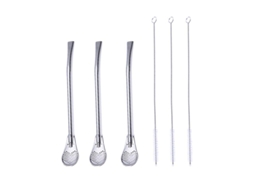 6 Peças De Colher De Palha De Metal Allinless