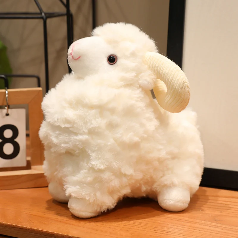 Brinquedo de Ovelha Realista de Desenho Animado Fofo, Estilo Anime, para Animais da Floresta MDUG (branco, 22 Cm)