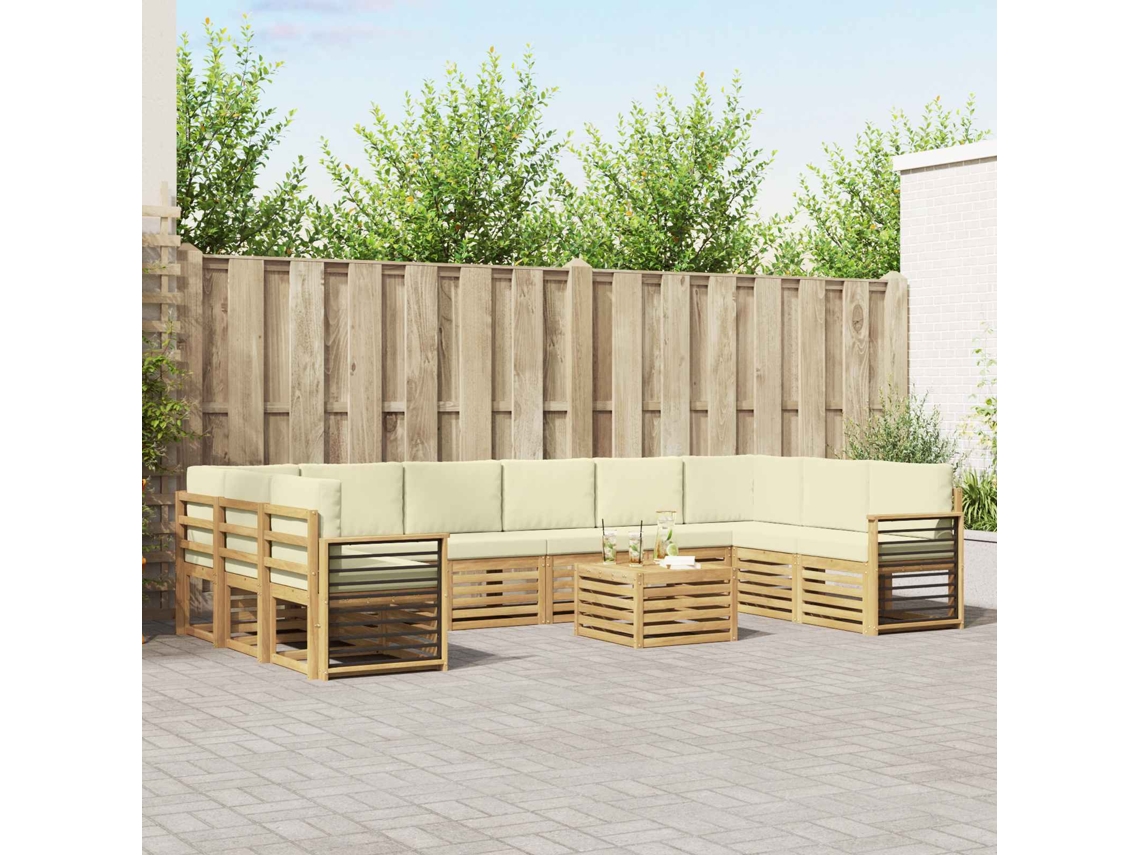 Vidaxl Conjunto De Sofás Para Exterior 11 Unid. Branco E Creme
