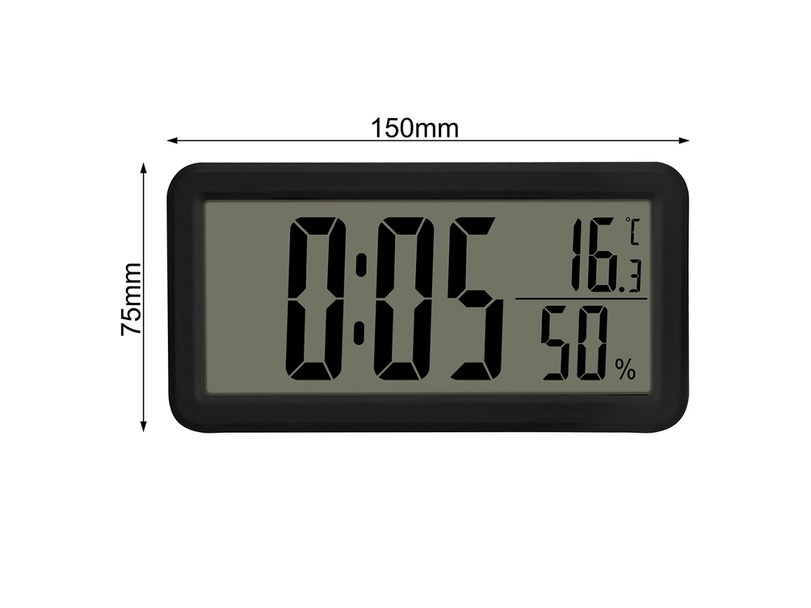 Relógio de Parede Led Despertador Digital de 15Cm-Relógio Led com Temperatura e Umidade Interna Montagem na Parede e Suporte Dobrável