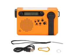 Rádio de emergência AQUAFORGE com energia solar, manivela, bateria 10000mah, alerta meteorológico, lanterna