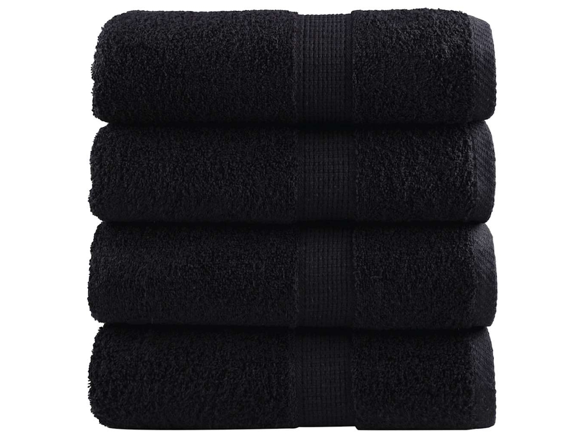 Vidaxl Toalhas De Bidé Premium Solund 4 Pcs 30x50 Cm 600 Gsm Preto