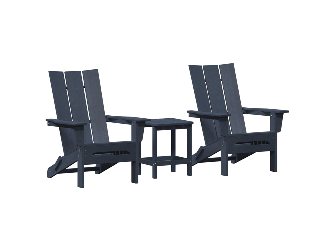Conjunto 3 Cadeira De Jardim Vidaxl Azul-marinho Polietileno (80,5 X 74,5 X 92 Cm)