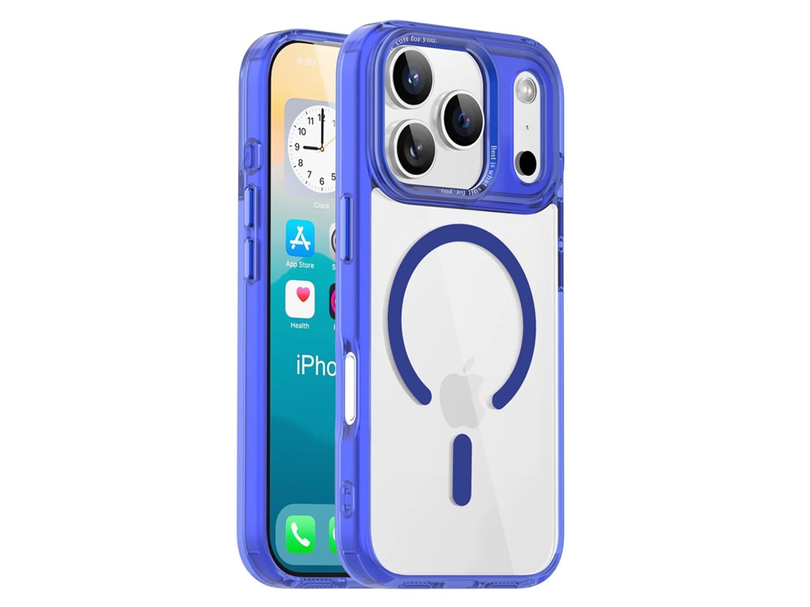 Capa Transparente Para Iphone 17 Pro, Resistente A Quedas, Azul Escuro.