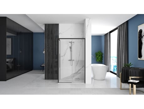 Divisória De Chuveiro Rea Solar 90x90 Black Base De Duche Savoy White