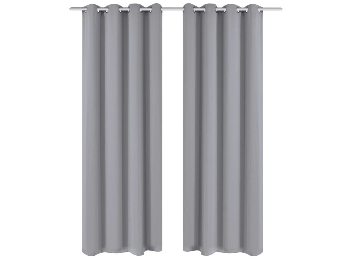 Vidaxl Cortinas Blackout 2 Pcs Com Ilhós De Metal 135x175 Cm Cinzento