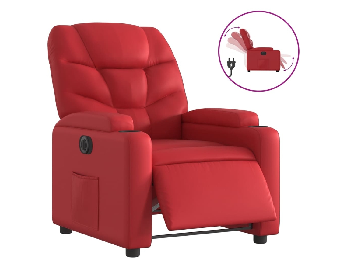 Electric Recliner Chair, Electric Recliner Chairs Vidaxl Vermelho Couro Artificial