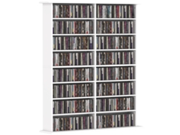 Estante Cd 16 Prateleiras Design Moderno Em Madeira, 106,5x24x126,3 Cm, Branco