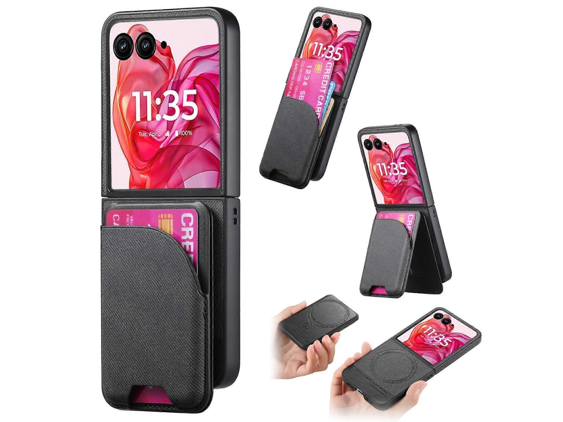 Capa Para Celular Em Couro Sintético Com Estampa Sarjada E Fecho Magnético.
