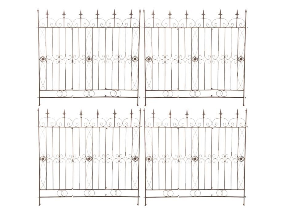 Conjunto De 4 Treliças De Jardim Em Ferro Mangold 125 X 115 Cm Borda Exterior Elegante, Castanho Antigo Clp