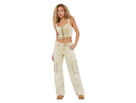 Jeans Unissexo Guess Originals Cargo Algodão Bege (27)