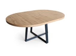 Mesa Jantar Redonda Extensível, 160 Cm, Carvalho E Preto.