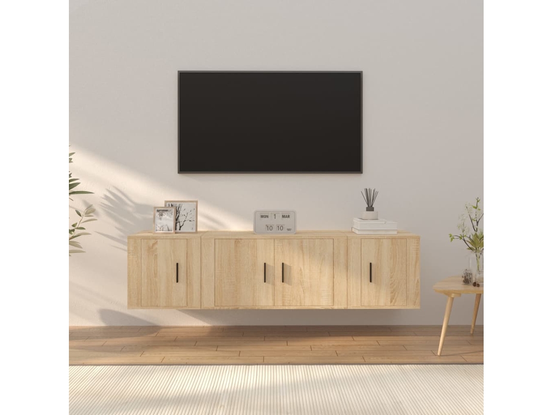 Vidaxl Conjunto Móveis De Tv 3 Pcs Madeira Processada Carvalho Sonoma
