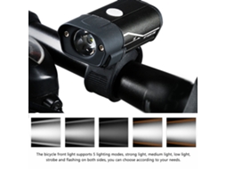 Luz Dianteira de Bicicleta Recarregável USB 5 Modos S/MARCA