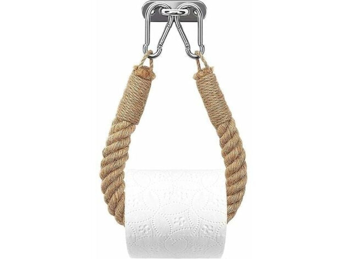 Suporte de papel higiênico Nova Line com corda de cana, multifuncional, amarelo | S/MARCA