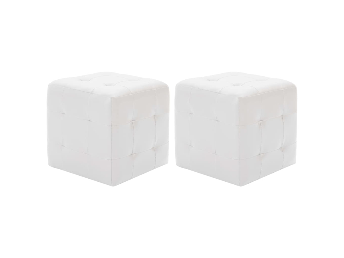 Vidaxl Pufe 2 Pcs 30x30x30 Cm Couro Artificial Branco