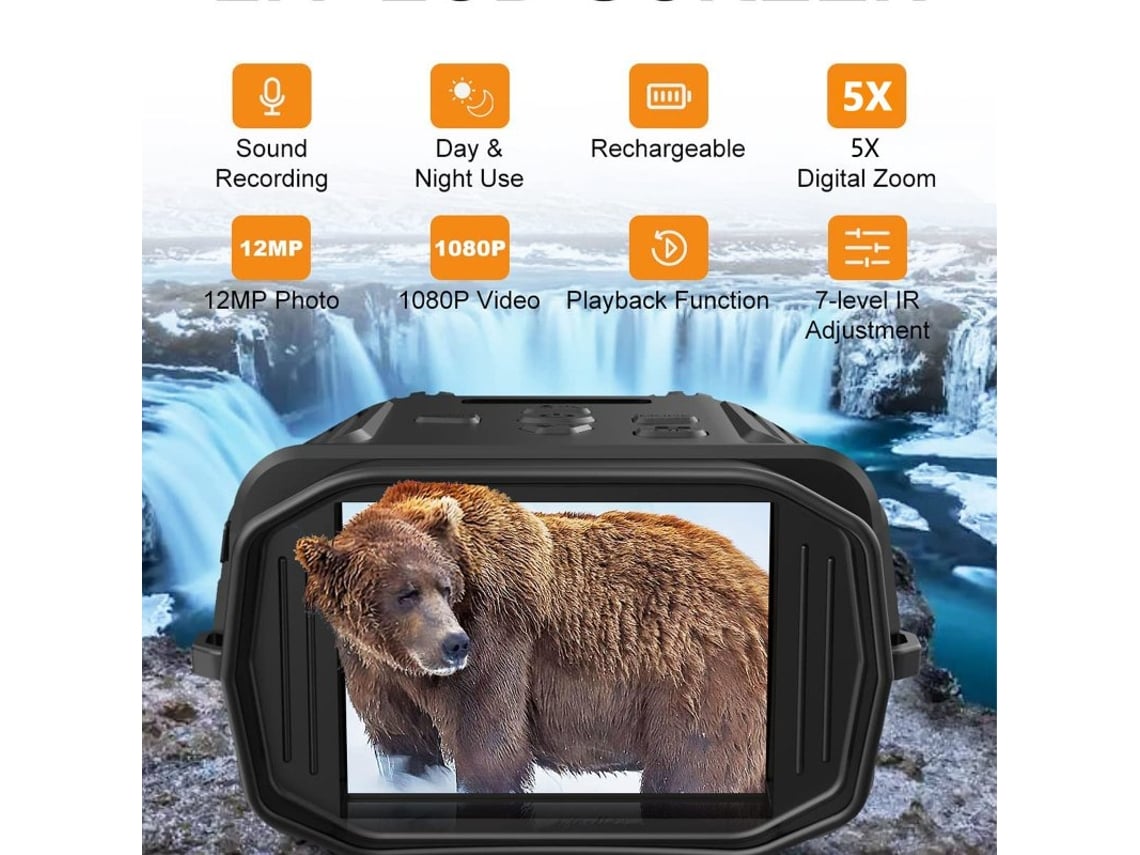 Binóculos de Visão Noturna, Vídeo Full HD 1080p, Óculos de Visão Noturna  Digital LCD de 3 polegadas para assistir 200m no escuro, com zoom digital  5X