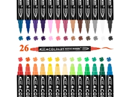 Pacote com 26 Canetas de Ponta de Feltro de Dupla, Multicoloridas AQUAFORGE