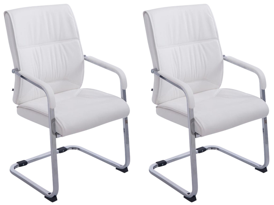Conjunto de 2 cadeiras cantilever XXL Anubis em imitação de pele branco CLP