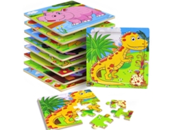 Puzzle De Madeira 9 Peças , 3 A 5 Anos , Conjunto Educativo De 16 Unidades. Hexinyigjly