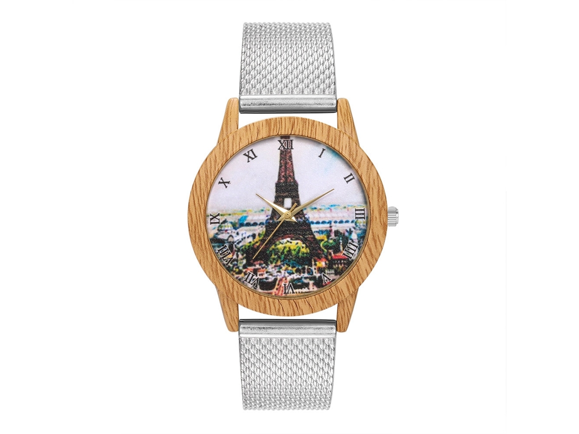 Relógio de pulso Zhoulianfa Quartz com pulseira de malha e numerais romanos (prateado)