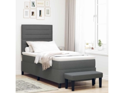 Vidaxl Cama Box Com Cabeceira Cinza Escuro 100 X 200 Cm Tecido