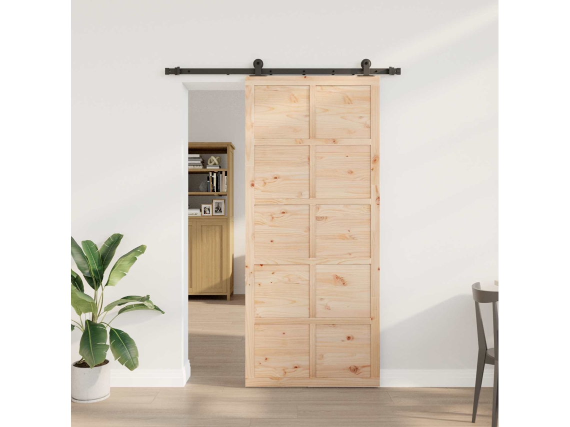 Vidaxl Porta Deslizante 80 X 208 Cm Madeira De Pinho Maciça Natural
