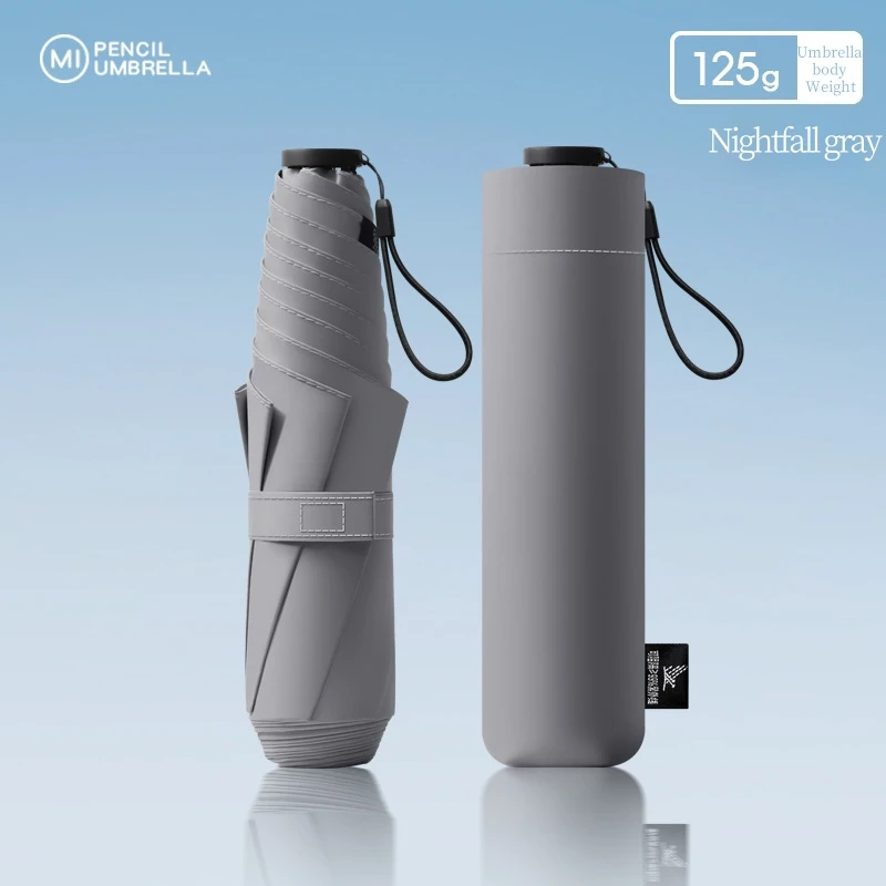 Guarda chuva compacto MDUG, alça gancho, proteção UV, charmosa (marrom Claro)