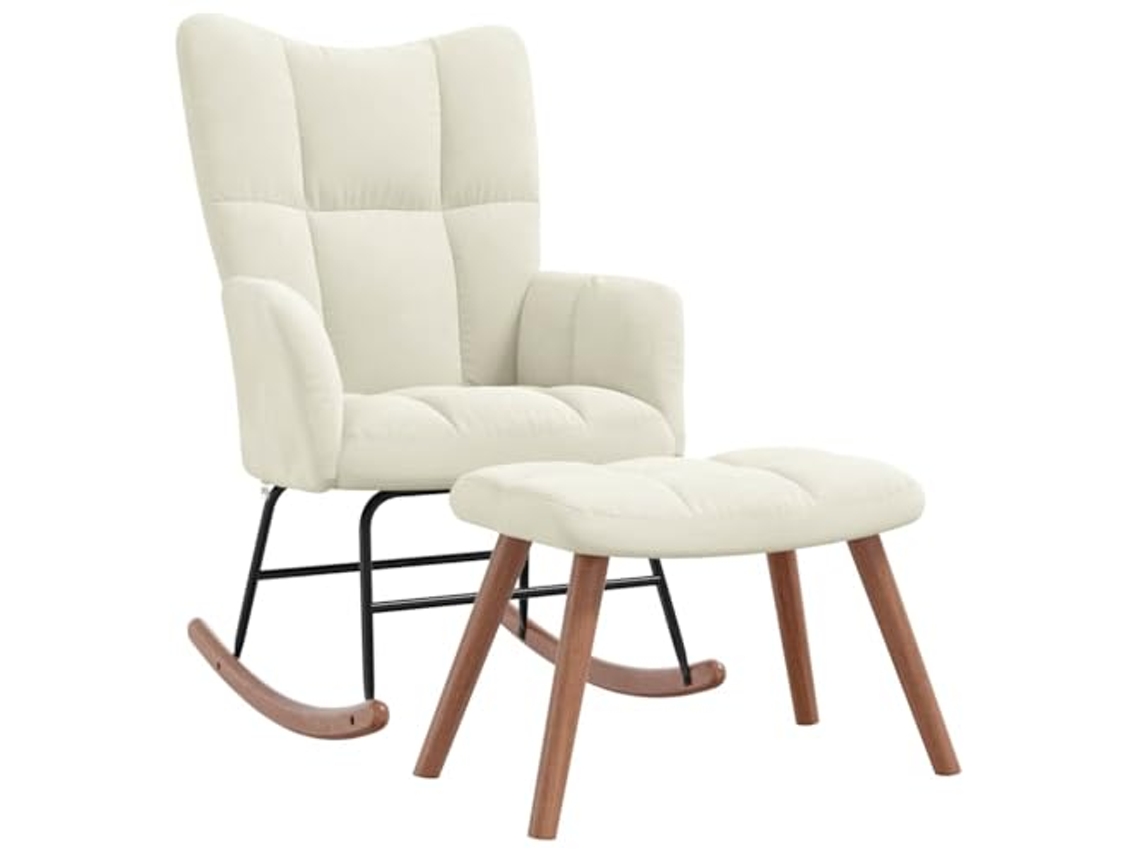 Rocking Chair With Stool, Rocking Chairs With Stools Vidaxl Creme Veludo