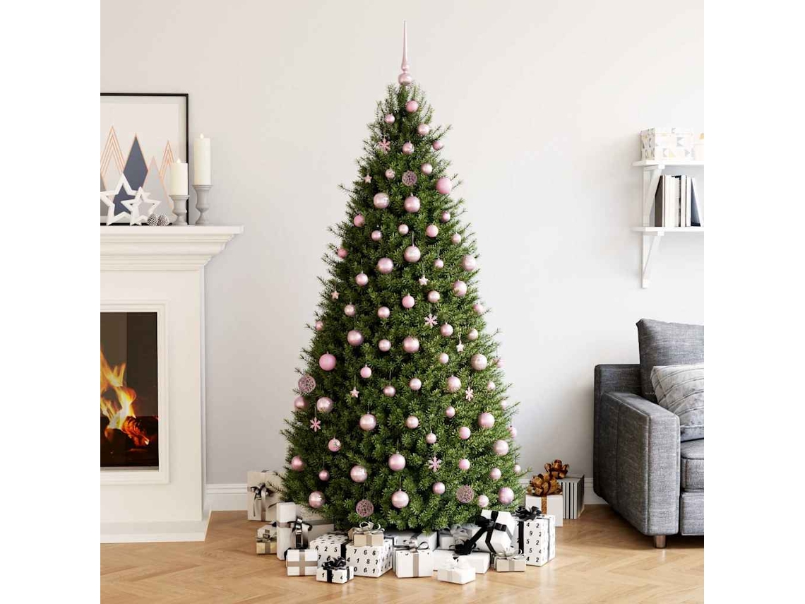 Vidaxl 111 Pcs Conjunto De Enfeites De Natal Poliestireno Rosa