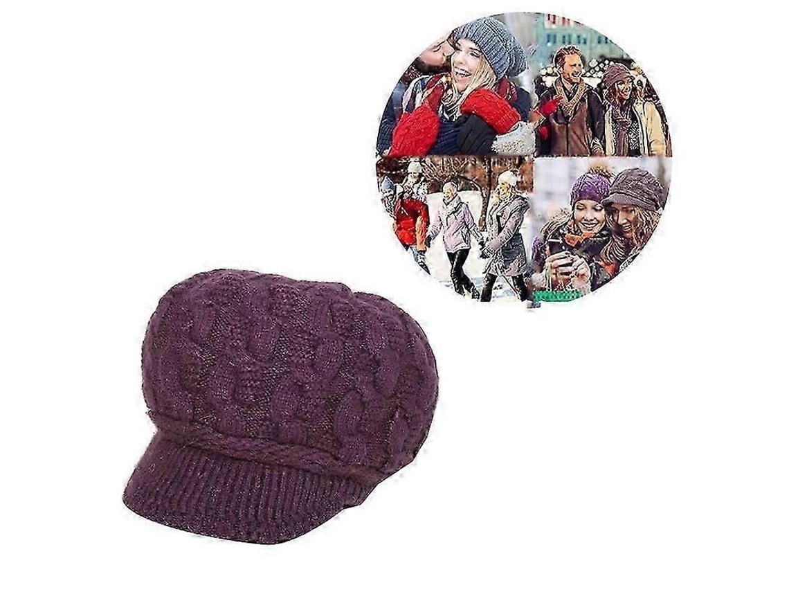 2026 gorro de Punto para Mulher com Visera Gorro Bérét Quente para Inverno Capuz de Neve