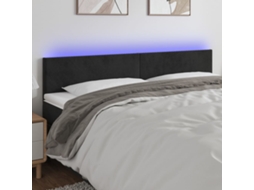 Vidaxl Cabeceira De Cama C/ Luzes Led Veludo 180x5x78/88 Cm Preto