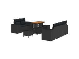 Maison Exclusive - Conjunto De Sofá De Jardim 8 Pcs Preto Rattan De Polipropileno