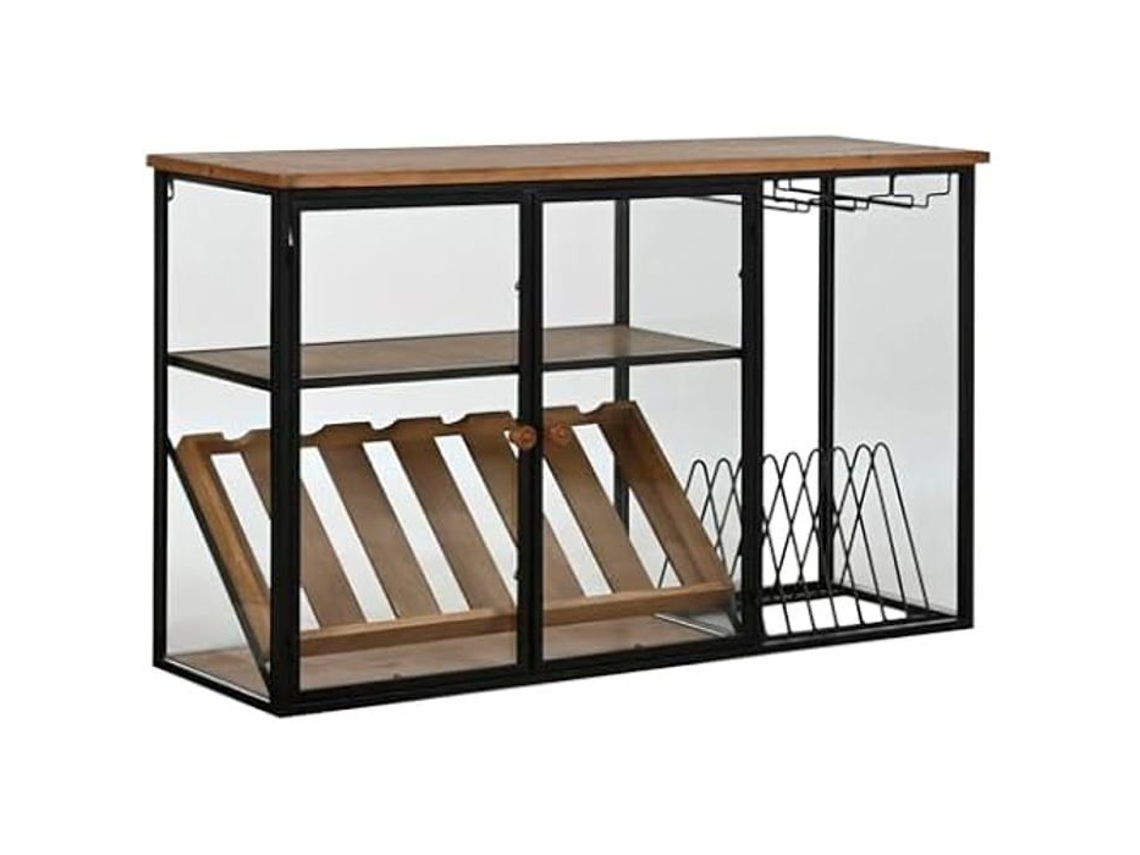 Porta Garrafas Home Esprit Preto Madeira, Metal E Vidro 107 X 66 X 36,5 Cm Multicolor