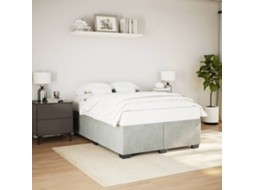 Estrutura De Cama Sem Colchão 160x200 Cm Veludo Cinzento-claro