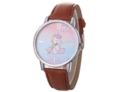 Relógio de Pulso Feminino de Quartzo com Mostrador Redondo e Pulseira de Couro Café
