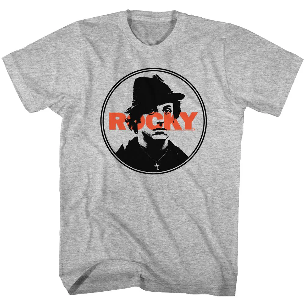 Unisex Adult T-shirt Rockinstone Rocky Movie Stamped Heather Gray Sizel