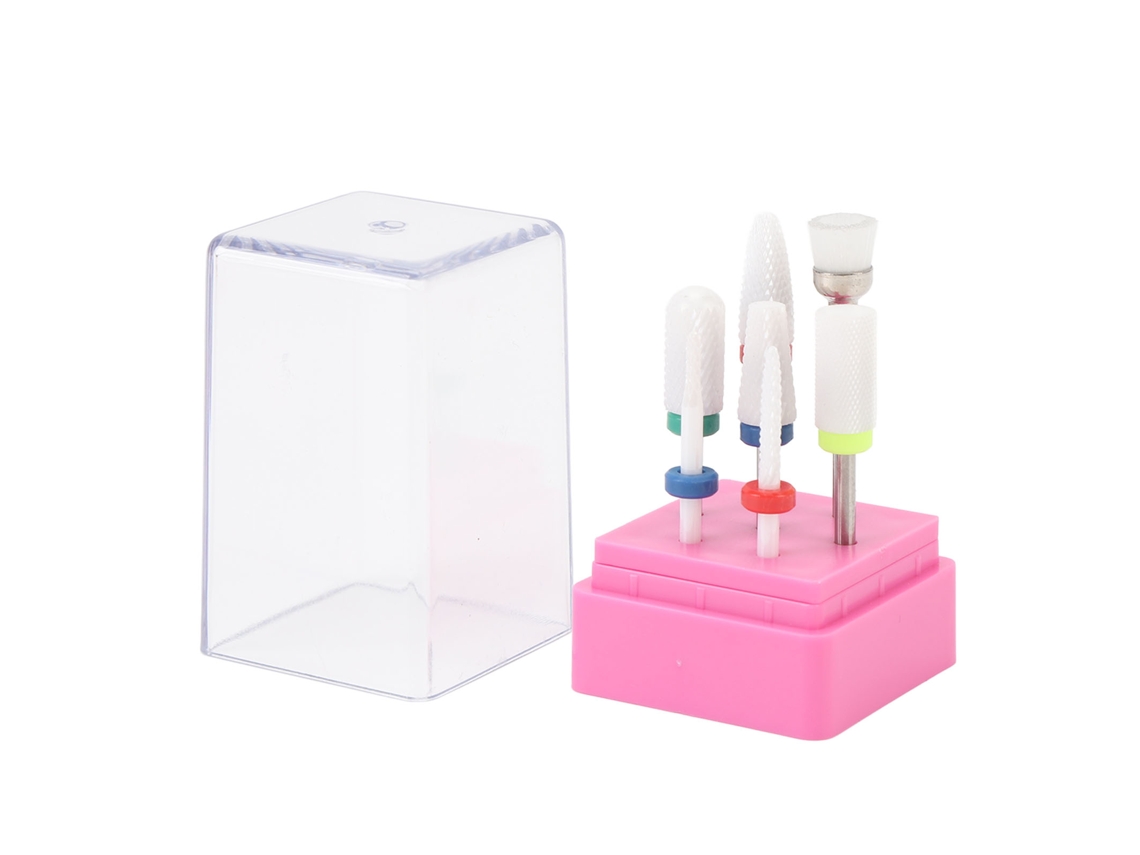 Kit De 7 Brocas De Lixa De Unhas Em Aço Tungstênio Com Estojo Para Manicure