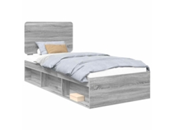 Estrutura da Cama com Cabeceira Cinza Sonoma 90x190 cm MAISON EXCLUSIVE
