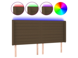 Cabeceira de Cama com Luzes Led Tecido Castanho MAISON EXCLUSIVE (183x16x118 cm)