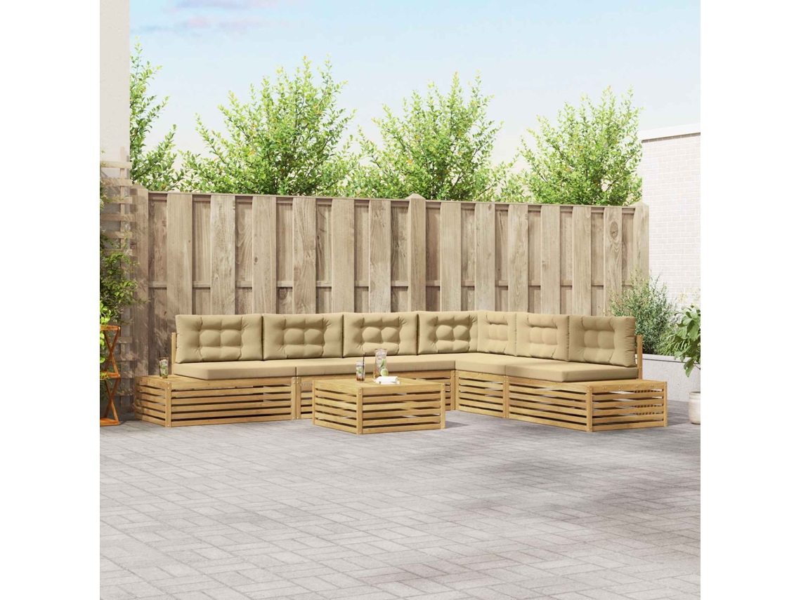 Vidaxl 8 Unid. Conjunto De Sofás Para Exterior Poliéster Branco
