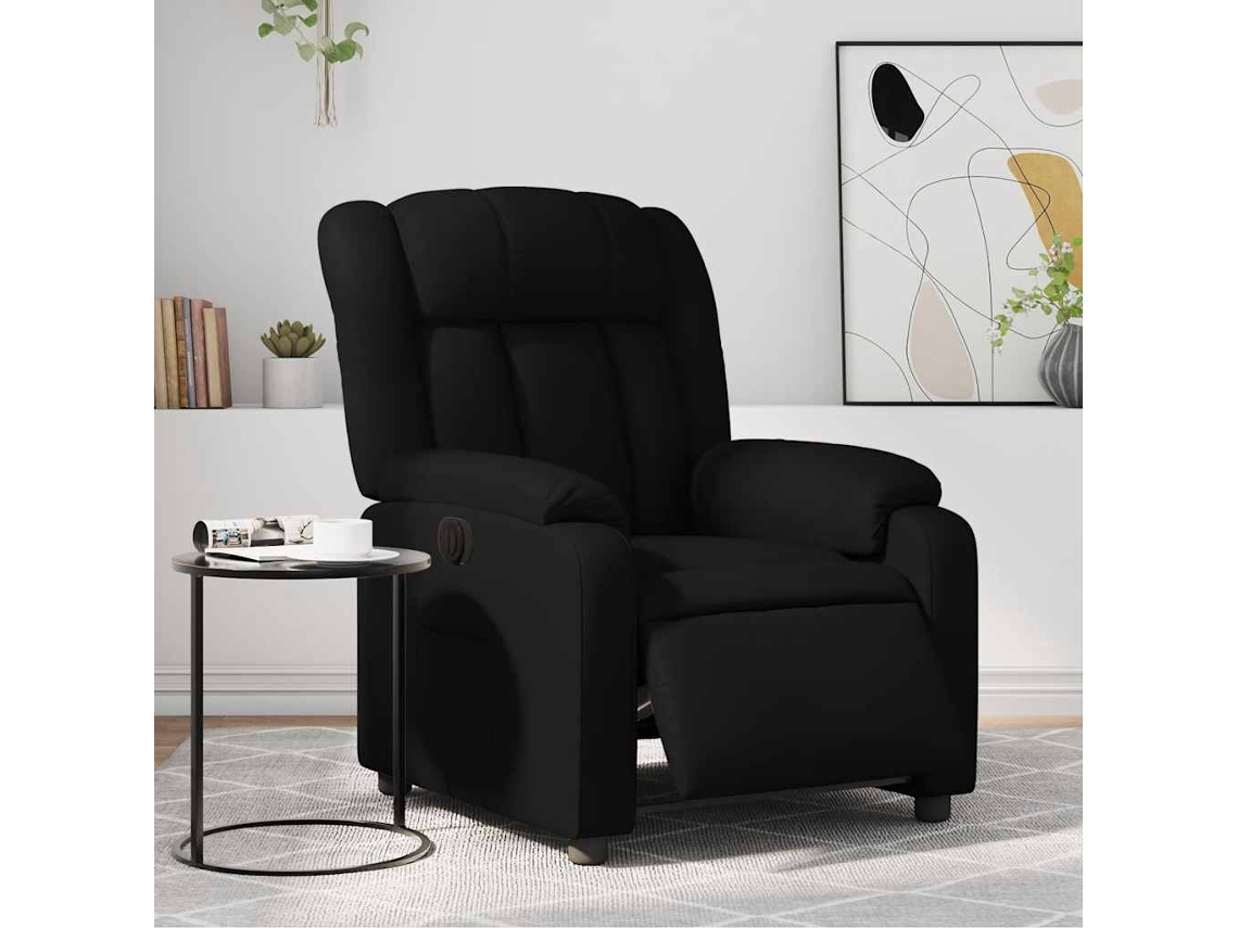 Vidaxl Poltrona Reclinável Elétrica Couro Artificial Preto